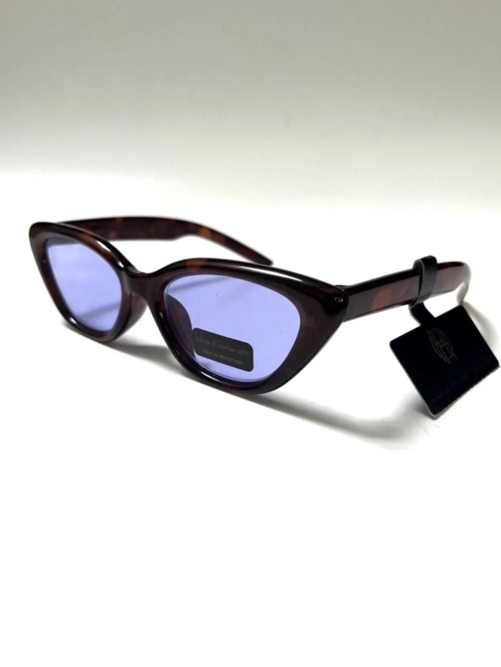 House of Harlow 1960 Slim Cat Eye Sunglasses Tortoise Shell NWT Blue Lens